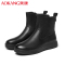 奥康女靴秋冬季切尔西短靴休闲高帮女鞋加绒加厚棉靴女牛皮保暖马丁靴