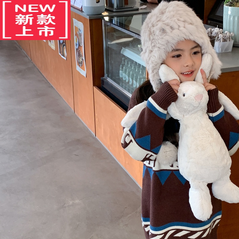 可莉允leobaby女童连衣裙2022秋冬新款儿童包芯纱条纹毛织裙宝宝毛衣裙