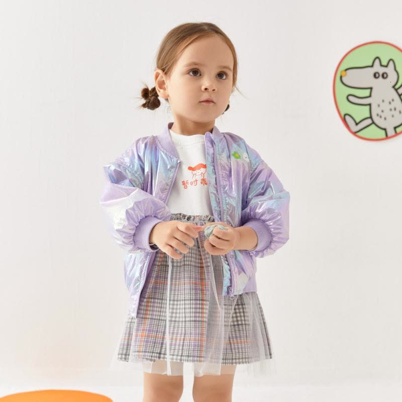 [2件2折价:62]moomoo童装女童宝宝外套春秋新款女小童韩版洋气炫彩外套萌儿童潮图片