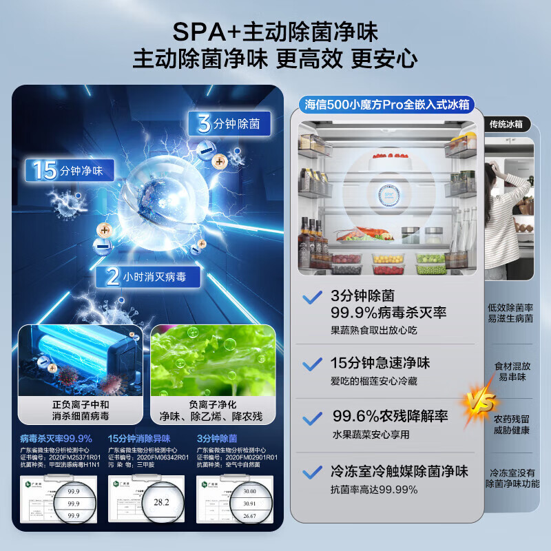 海信(Hisense)BCD-500WNK1PUQ500小魔方Pro超薄零嵌入式冰箱法式一级能效风冷无霜