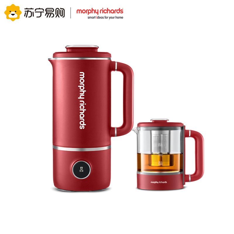 摩飞(Morphyrichards) 破壁机家用迷你 多功能加热豆浆机养生壶一机MR8200(破壁机+养生壶)英伦红高清大图