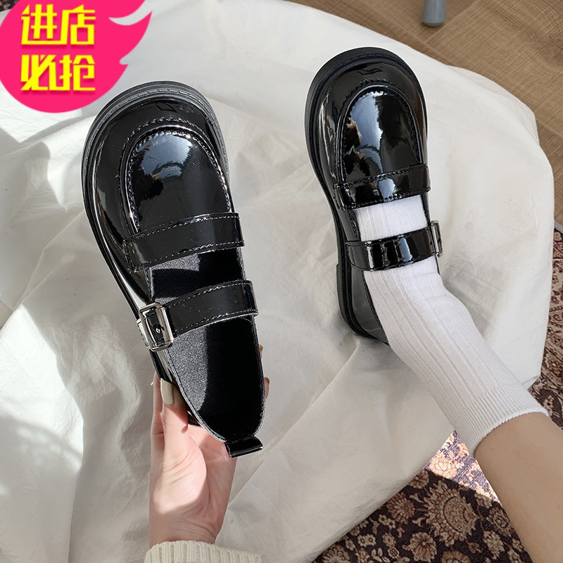 金三志早春小皮鞋女配裙子2021新款日系大头娃娃鞋复古浅口软妹玛丽珍鞋休闲鞋