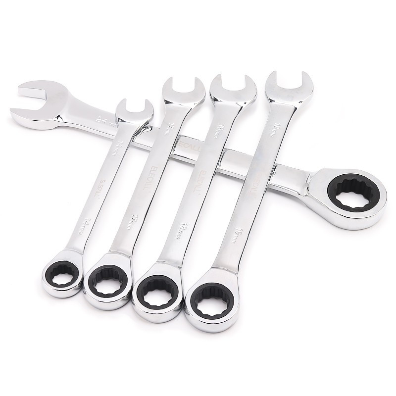 伊莱科elecall固定头棘轮扳手13mm快速开口两用梅花扳手自动扳手五金