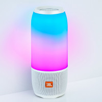 JBL PULSE3 音乐脉动三代 便携式蓝牙音箱 炫彩小音箱+低音炮 桌面音响 可免提通话 防水 珍珠白 脉动3脉动4