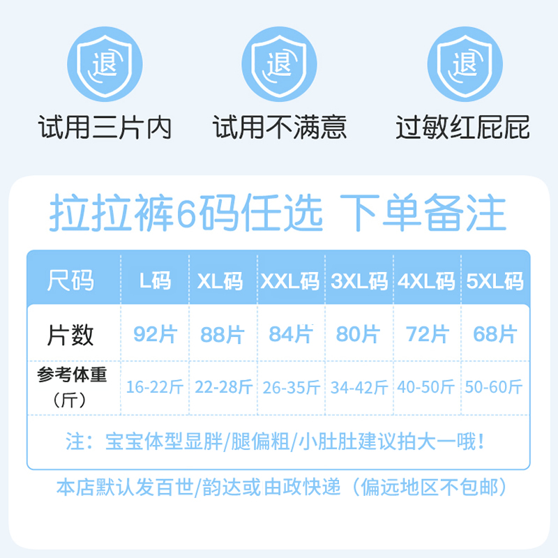 优酷熊乐享系列婴儿拉拉裤XXXXL72片2包组合装(20kg以上)特大码XLXXL新生儿男女宝宝干爽尿不湿超薄透气3XL高清大图
