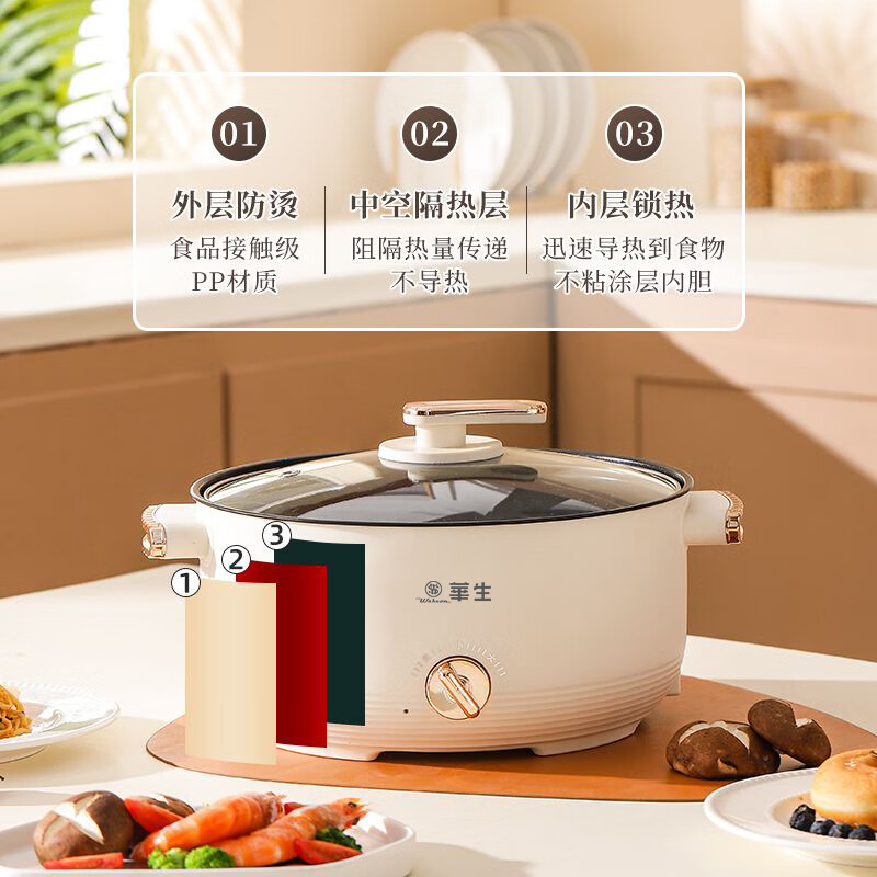 华生电火锅4L YHSR-12高清大图