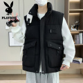 花花公子新款高品质M-329工装马甲男立领大口袋潮流青少年加厚保暖单穿冬季坎肩单穿