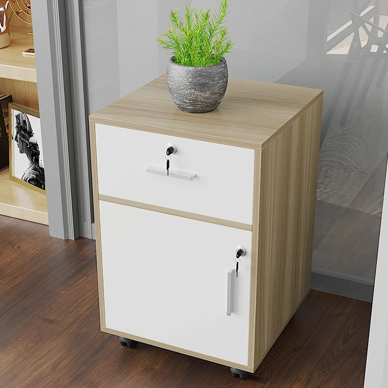 移动文件柜木质带锁小柜子古达储物柜办公室桌下抽屉矮柜落地式活动柜