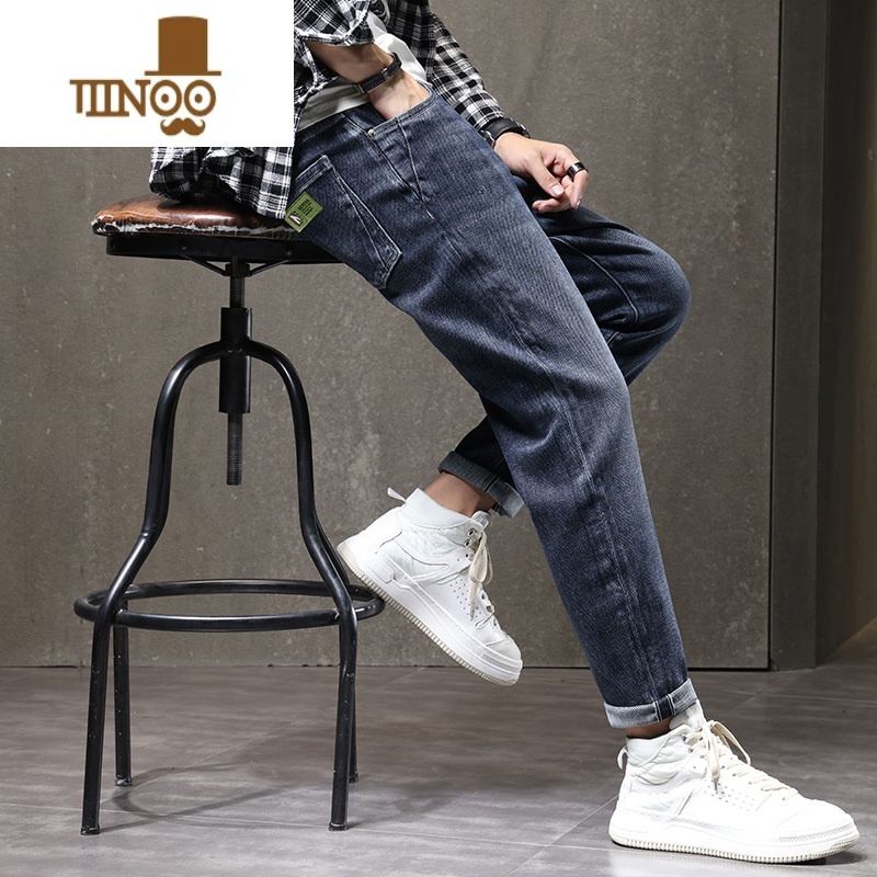 YANXU牛仔裤男款宽松直筒2023年新款夏季薄款弹力休闲长裤子男潮牌高清大图