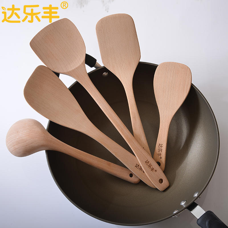 达乐丰 铲类(木质) 39CM长 榉木 木铲子 不粘锅专用无漆铲 长柄炒菜铲子 实木锅铲厨房用具