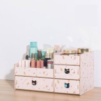 化妆品收纳盒木质宿舍学生简约面膜家用桌面梳妆木制置物架抽屉式多款多色多功能收纳用品收纳盒