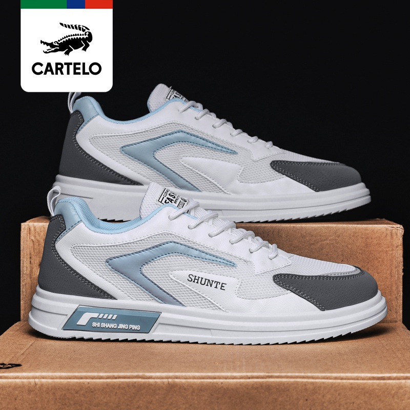 卡帝乐鳄鱼cartelo新款透气男鞋子时尚休闲鞋男士潮流板鞋百搭小白鞋