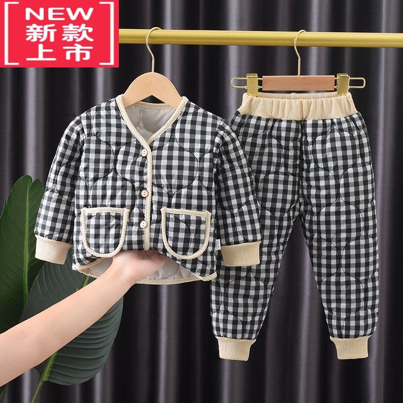 可莉允冬款儿童棉衣棉裤加厚内胆套装男女童棉服宝宝保暖衣两件套家居服图片