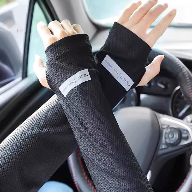 闪电客夏季冰袖开车男士防晒薄款宽松大码袖套手套女骑行天