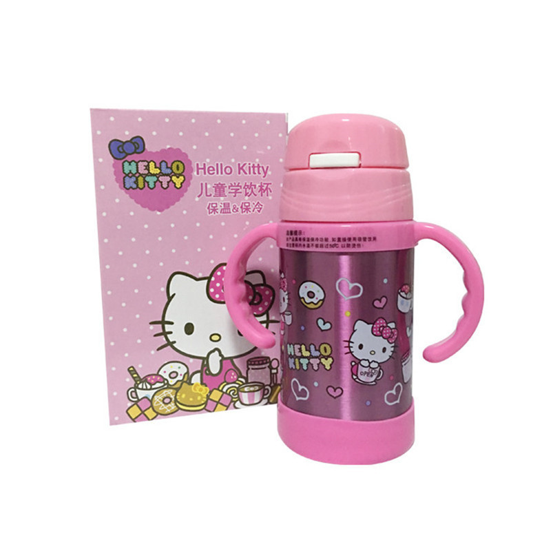 凯蒂猫(HELLO KITTY)水杯KTPO-F261C-1 硅胶奶嘴 双层不锈钢 外观精美儿童女孩女生宝宝可爱保温杯子