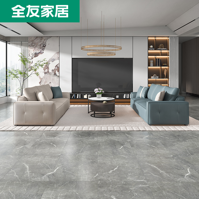 其他店消化全友家居 简约意式科技布沙发 一字型三人位客厅沙发组合小户型意式轻奢家具102627