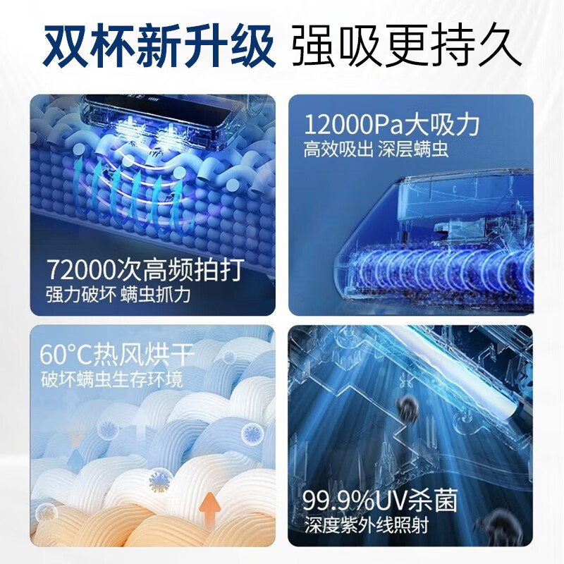 摩飞 除螨仪大吸力双杯尘螨分离家用床上除螨吸尘器MR3101高清大图