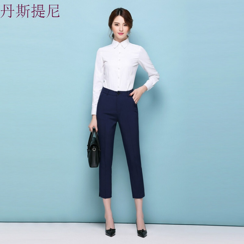 2017春夏职业正装上班高腰显瘦修身百搭休闲九分小脚西裤女