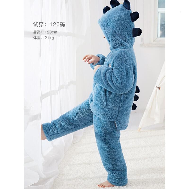 波迷娜(BOMINA)儿童家居服女童睡衣男童聚酯纤维宝宝珊瑚绒男孩