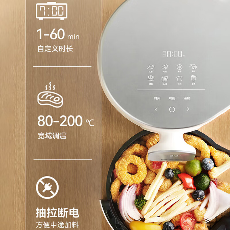松下(Panasonic)多功能家用不用翻面健康低脂双屏显示 4L大容量 空气炸锅NF-HC100-G