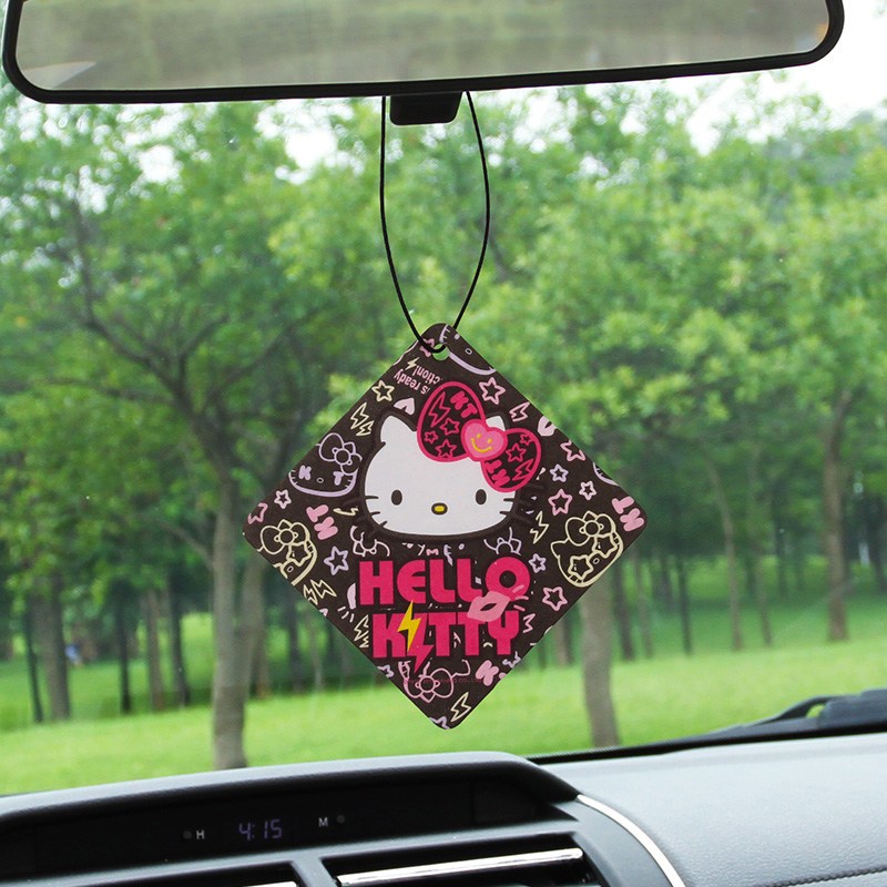 HelloKitty凯蒂猫汽车用品 车用香片挂式香水车载香水挂件车内香薰香膏汽车除异味车用香水草莓玫瑰薰衣草花果香调