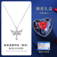 999纯银破茧成蝶蝴蝶流苏足银项链女轻奢高级感送女朋友生日礼银 999足银破茧成蝶项链+臻爱礼盒
