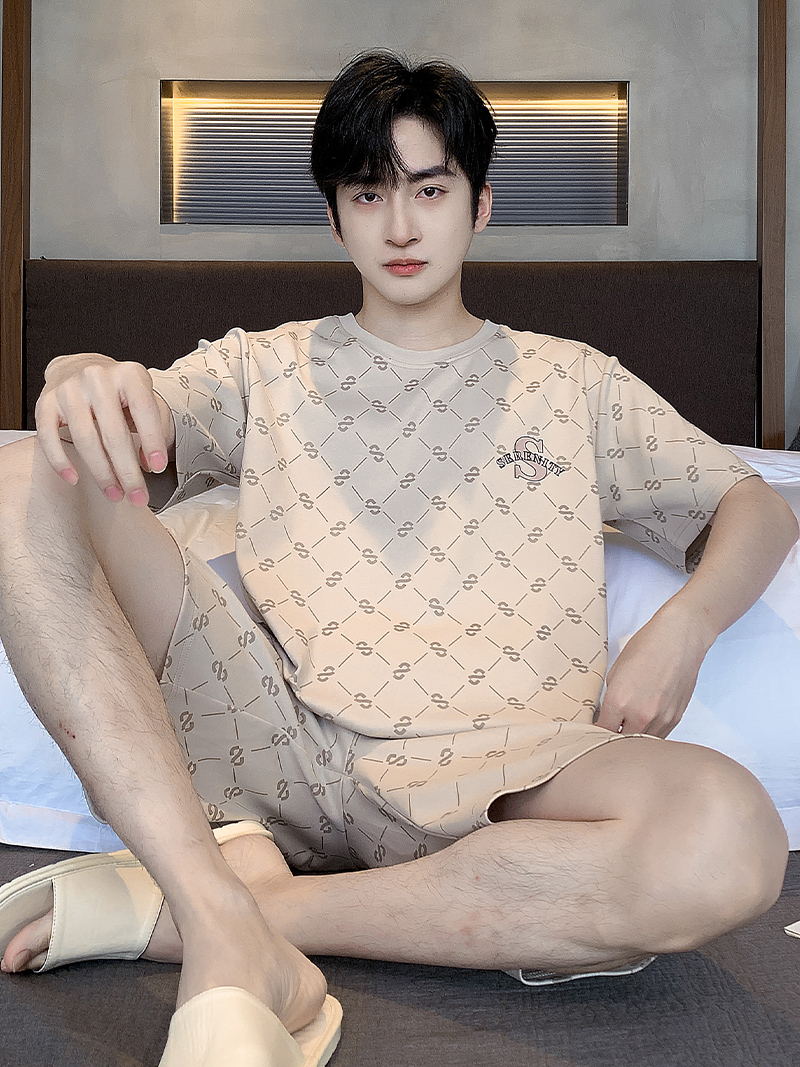 睡衣男款夏季纯棉薄款短袖短裤套装男士卡通休闲大码可外穿家居服 96046 XXL