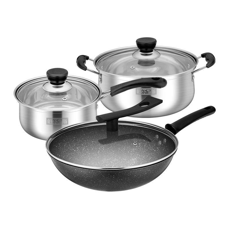 伯尔尼斯 索菲堡锅具三件套/奶锅18CM 汤锅22CM 炒锅32cm BENS-390