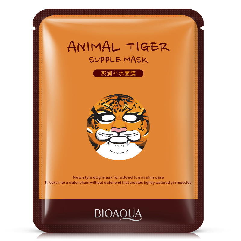泊泉雅动物面膜贴4片组合 补水保湿 老虎熊猫绵羊萌狗个性造型高清大图
