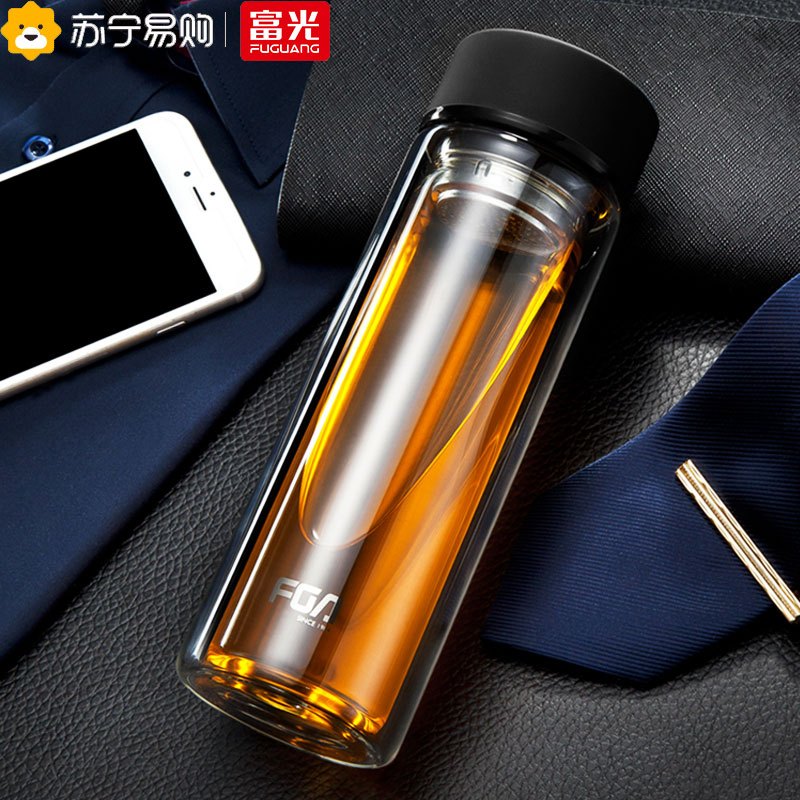 富光双层玻璃杯男士商务便携车载高硼硅水杯茶水分离泡茶杯子