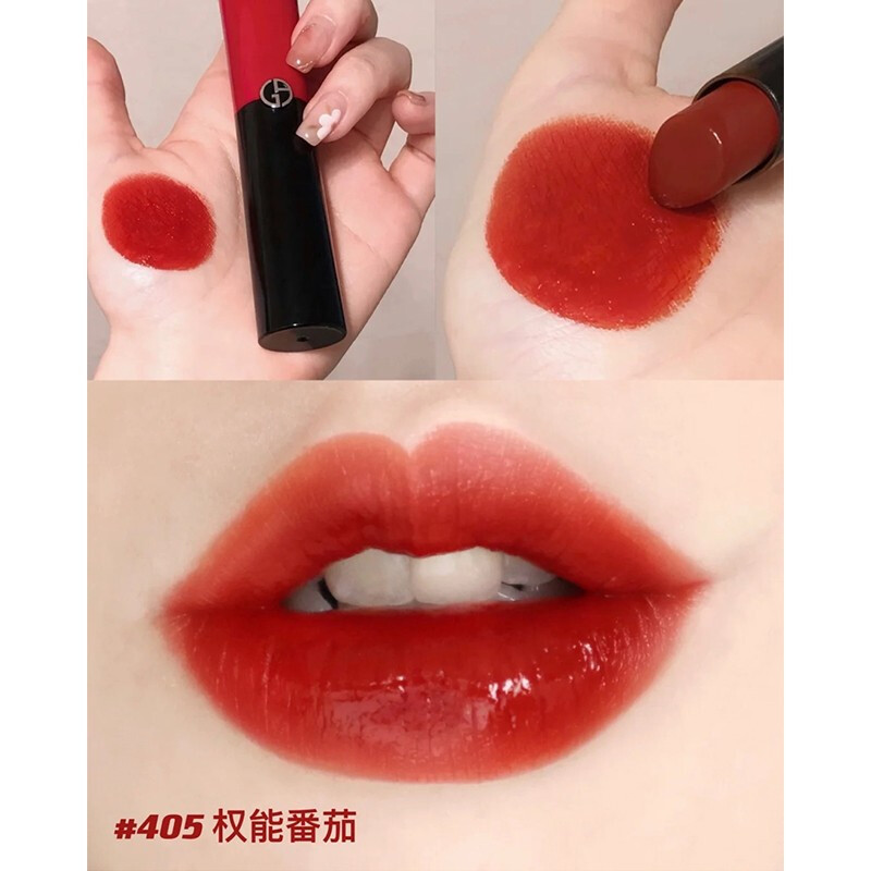 阿玛尼红黑管唇膏挚爱权利口红浓郁浆果红秋冬烤番茄红权力405#406