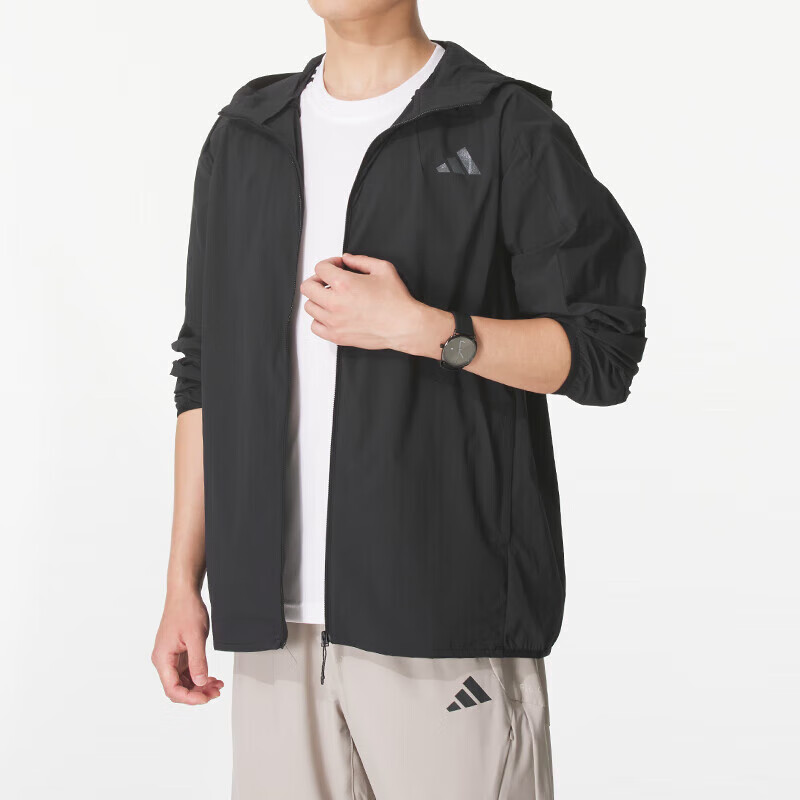 阿迪达斯(adidas)男装 新款外套运动服户外训练防风衣跑步健身连帽夹克JE8577 ZP高清大图