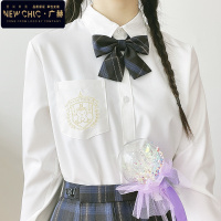 广赫幸运熊初町野原创刺绣jk衬衫女长短袖基础款日系内搭奶白黑色衬衣衬衫