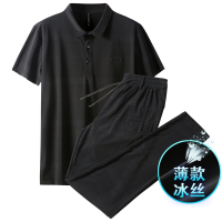 妖艺丝滑凉爽男士夏季套装速干polo衫短袖男套装薄款冰丝运动套装男59