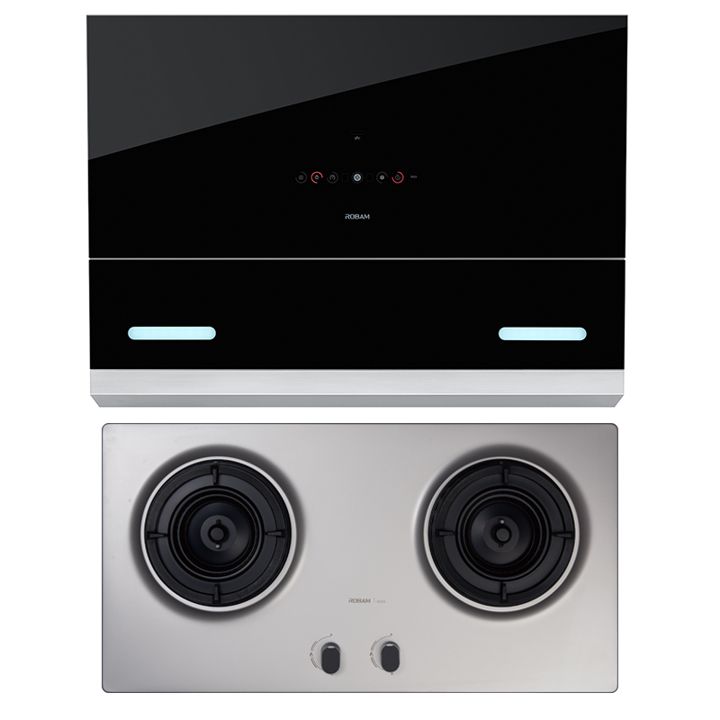 老板(robam)侧吸式 触控式 第4代大吸力 21立方大吸力烟灶套餐 巨幕拢