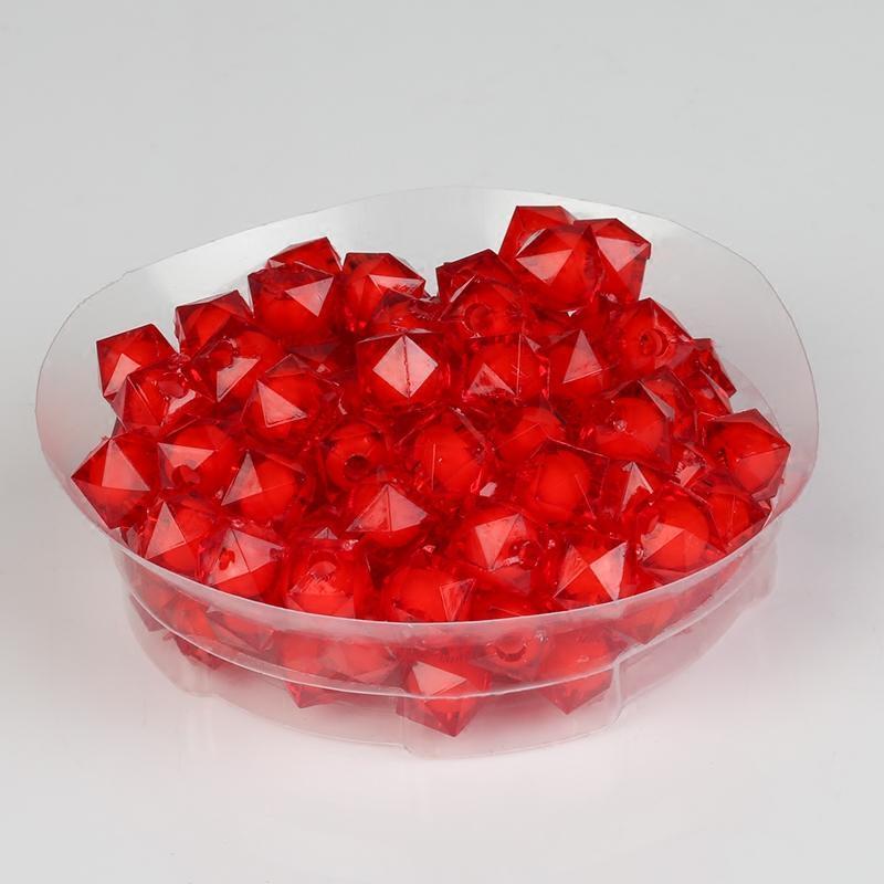 字画挂件南瓜盒材料手串散珠珠子 10mm 方珠 珠中珠 大红色 半斤装