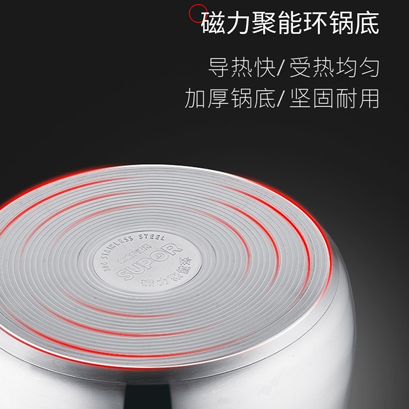 苏泊尔304不锈钢奶锅16cm有盖通用灶具0.8kg轻巧耐用母婴适用高清大图