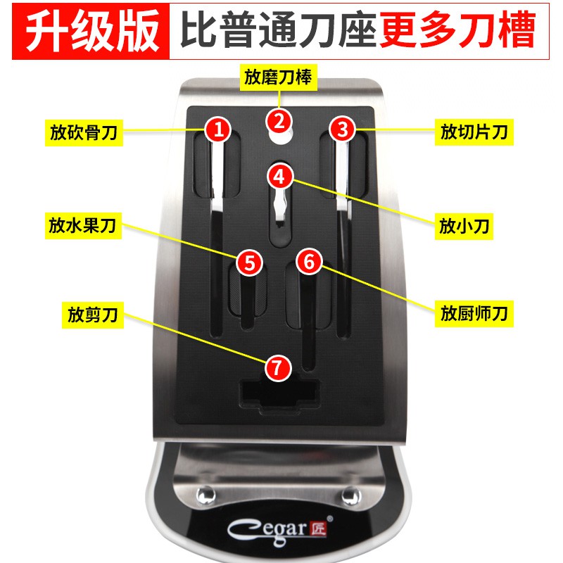 匠牌刀架厨房用品不锈钢刀架刀座用家置物架菜刀落地刀具收纳架插收纳层架 三维工匠高清大图