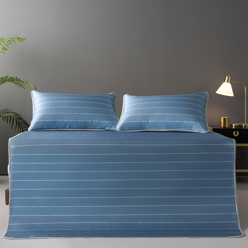 梦洁(MENDALE)冰丝凉席三件套寐蓝 1010789500BA002 180*200cm高清大图