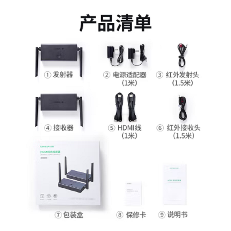 绿联 CM507 HDMI无线延长传输器 200米高清 无线投屏器 60200高清大图