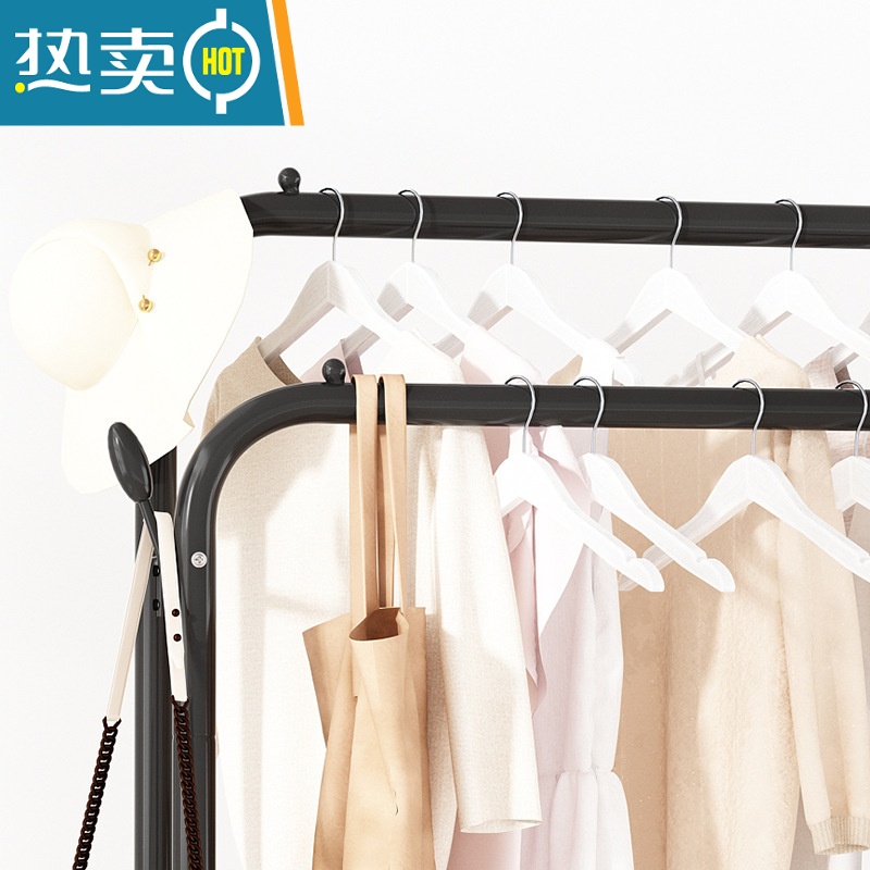 XIANCAI晾衣架落地杆阳台简易学生宿舍晒衣架结实耐用卧室内挂衣服衣帽架高清大图