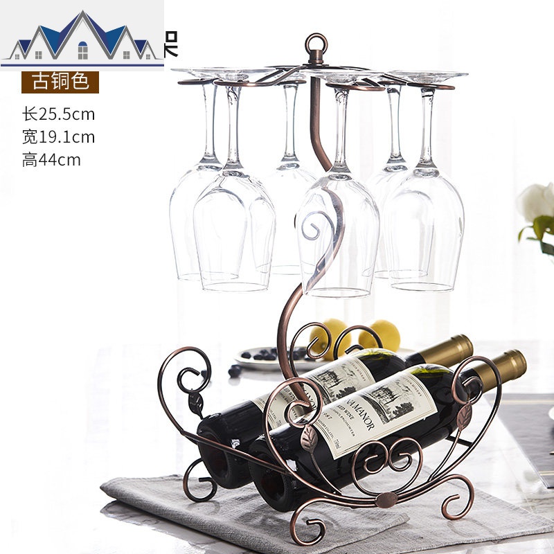 创意红酒架家用葡萄酒酒瓶架架子倒挂红酒杯架欧式放酒柜摆件酒架 三维工匠收纳层架高清大图