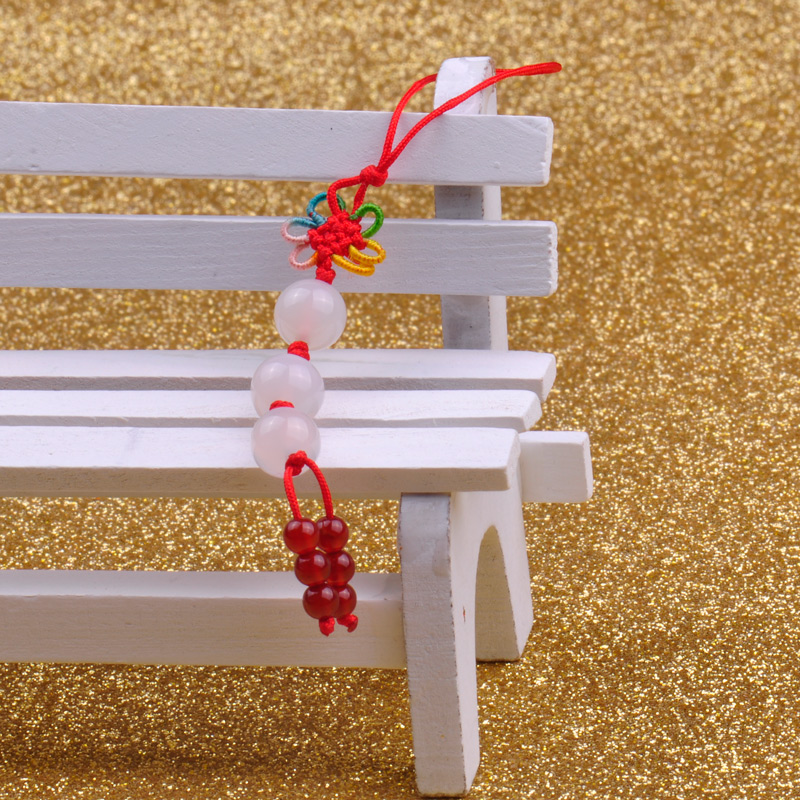 梦克拉Mkela 红白玉髓中国结u盘挂绳钥匙链 平安串儿高清大图