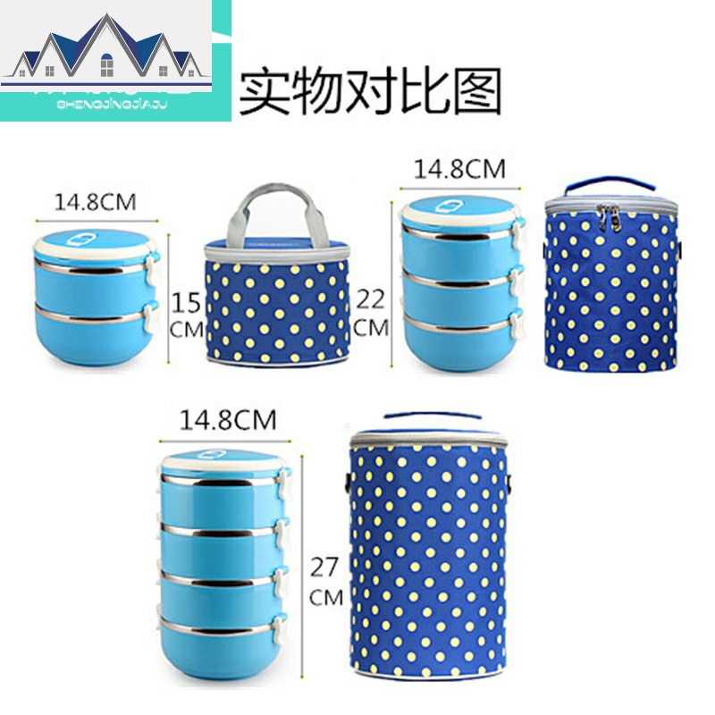 加厚圆形饭盒袋子兜套便当铝箔保温桶帆布手提带饭装碗隔热饭桶包 三维工匠收纳袋高清大图