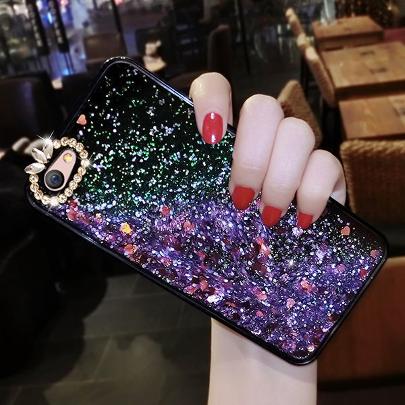 vivoy93s流沙手机壳y97x23幻彩版钻壳z3i流动闪粉nexy85a硅胶套黑底紫