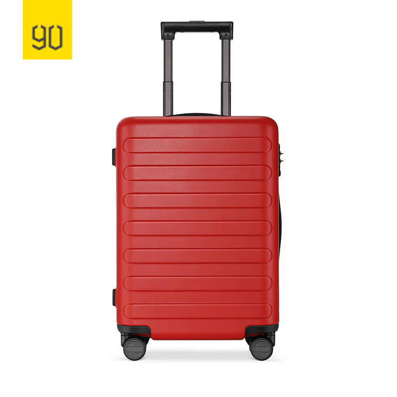 90分拉杆箱20英寸(刹车版) 商旅两用旅行箱男女 PC耐磨登机箱 密码箱静音万向轮行李箱七道杠 珊瑚红