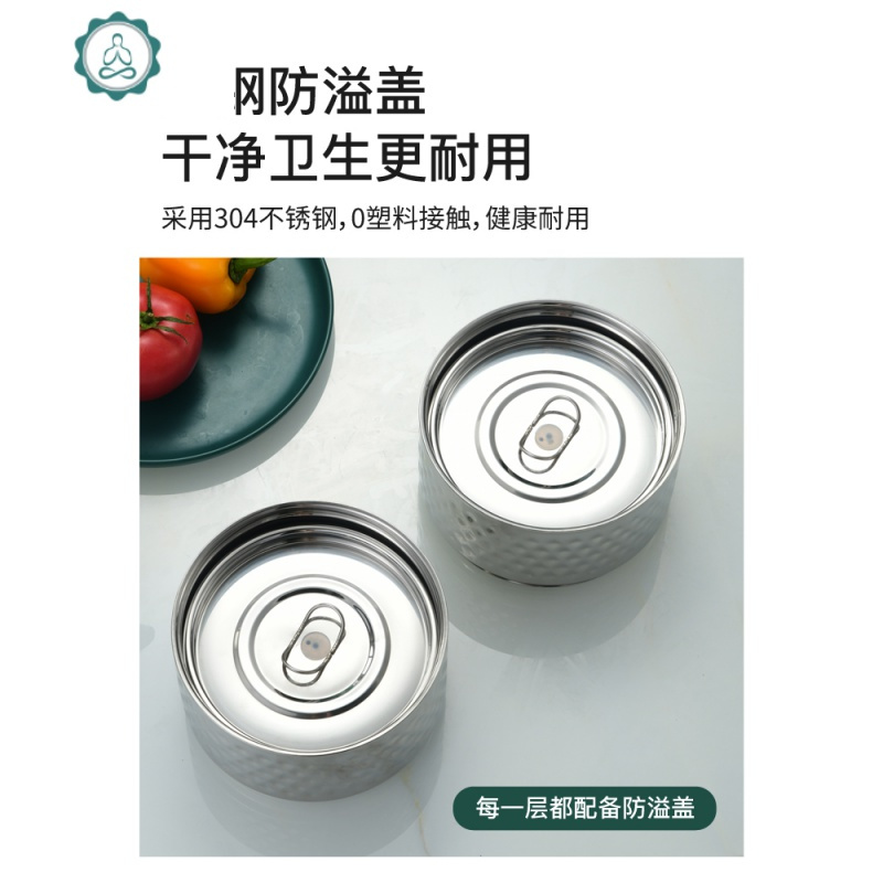 封后(FENGHOU)3层保温桶多层保温饭盒分格大容量上班族手提便携304不锈钢便当盒 封 2层银钻组合便当盒(双层保温