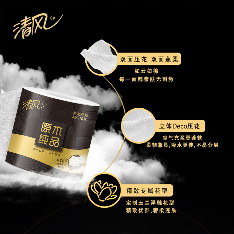 清风 纸品组合3(抽纸3层110抽2提8包装+卷纸4层110克/卷*12)高清大图
