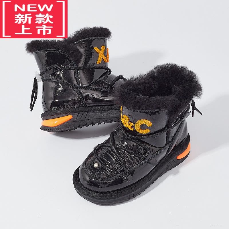 可莉允一体儿童雪地靴宝宝冬季男童防水防滑雪地棉2022加厚棉鞋图片