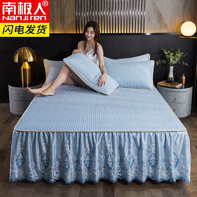 乳胶凉席床裙款床罩冰丝三件套夏季可机洗1.8m床1.5米1.2m高清大图